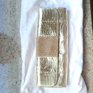 Badgley Mischka gold clutch purse